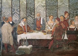 Bankett gitt av Bartolomeo Colleoni for kong Christian I av Danmark, 1520-30 (detaljer)